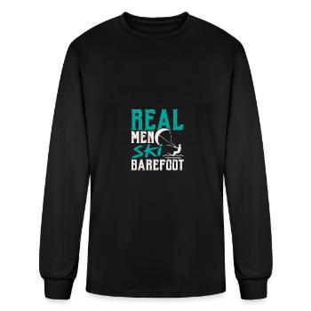Real Men Ski Barefoot Water Ski Water Skiing - Men's Long Sleeve T-Shirt - black - Front