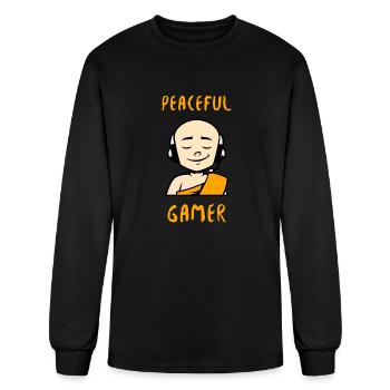Peaceful Gamer Monk - Men's Long Sleeve T-Shirt - black - Front