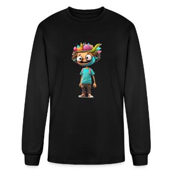 Hugo - Digital Cartoon Character - Men's Long Sleeve T-Shirt - black - Front