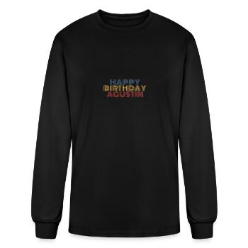 Happy Birthday Agustin Personalized Typography - Men's Long Sleeve T-Shirt - black - Front