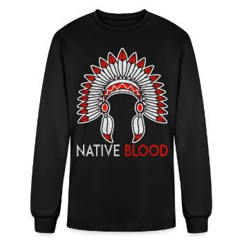 Native Blood American Indian Native American - Men's Long Sleeve T-Shirt - black - Front