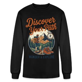 Discover Your Path: Wander & Explore - Men's Long Sleeve T-Shirt - black - Front