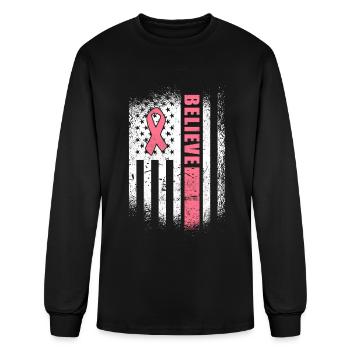 Breast Cancer Believe Breast Cancer Awareness - Men's Long Sleeve T-Shirt - black - Front