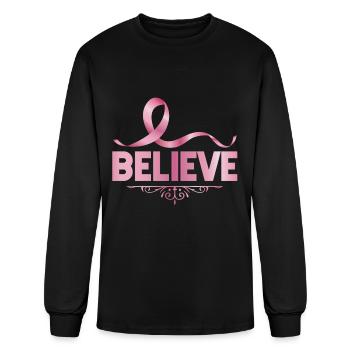 Breast Cancer Believe Breast Cancer Awareness - Men's Long Sleeve T-Shirt - black - Front