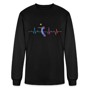 Volleyball Player Team Heartbeat - Men's Long Sleeve T-Shirt - black - Front
