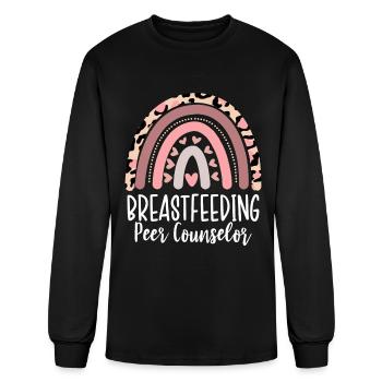 Breastfeeding Peer Counselor Pumping Moms - Men's Long Sleeve T-Shirt - black - Front