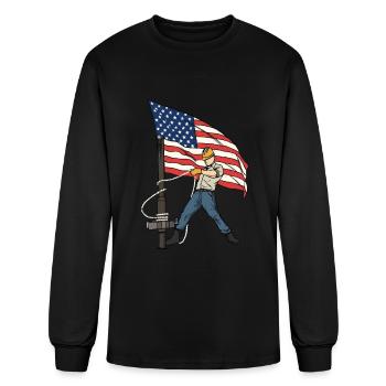 Conception de la plate-forme pétrolière American Flag - T-shirt à manches longues Homme - noir - Devant