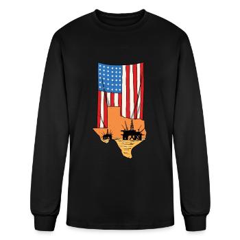 Plate-forme pétrolière avec drapeau américain Texas Design - T-shirt à manches longues Homme - noir - Devant