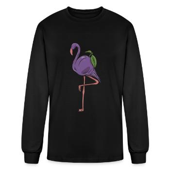 Animal Food Plum Fruit "Plumingo" Flamingo - Men's Long Sleeve T-Shirt - black - Front