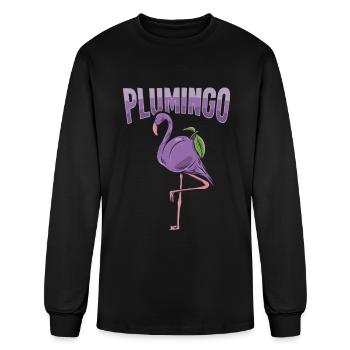 Animal Food Plum Fruit "Plumingo" Flamingo - Men's Long Sleeve T-Shirt - black - Front