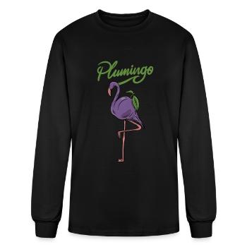 Animal Food Plum Fruit "Plumingo" Flamingo - Men's Long Sleeve T-Shirt - black - Front