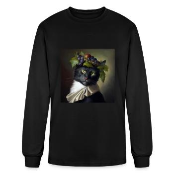 Artsy Cat Portrait as a Renaissance Artist for an - Men's Long Sleeve T-Shirt - black - Front