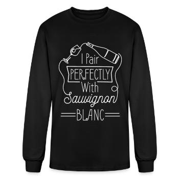 White Wine Sauvignon Blanc Wine Drinker Wine - Men's Long Sleeve T-Shirt - black - Front