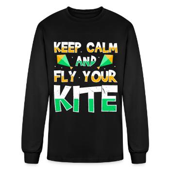 Fly A Kite Hobby Wind Kiteboard Funny Kite Flying - Men's Long Sleeve T-Shirt - black - Front