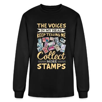 Stamp Collecting Passion Postage Stamp Collection - Men's Long Sleeve T-Shirt - black - Front