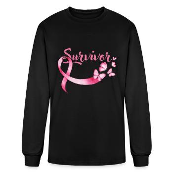 Survivor Breast Cancer Breast Cancer Awareness - Men's Long Sleeve T-Shirt - black - Front
