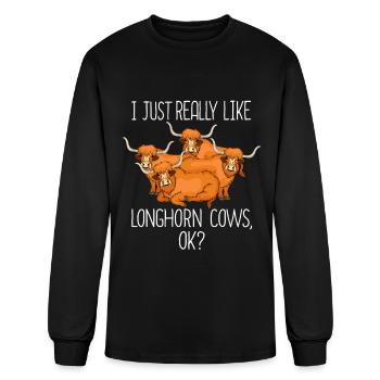 Longhorn Cow Lover Kids Cute Cow Gift Longhorn Cow - Men's Long Sleeve T-Shirt - black - Front