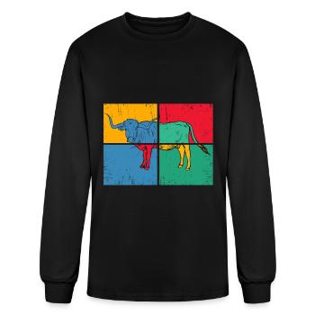 Artistic Longhorn Cow Lover Men Colorful Longhorn - Men's Long Sleeve T-Shirt - black - Front