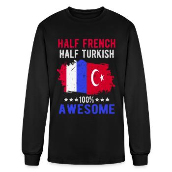 Moitié Français moitié turc - T-shirt à manches longues Homme - noir - Devant