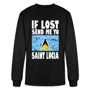 Saint Lucia Flag Saying - Men's Long Sleeve T-Shirt - black - Front
