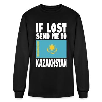 Kazakhstan Flag Saying - Men's Long Sleeve T-Shirt - black - Front