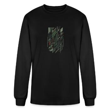 Geometric Camo Grid - Men's Long Sleeve T-Shirt - black - Front