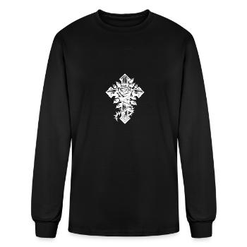 Old Cross With A Rose With Thorns - Men's Long Sleeve T-Shirt - black - Front