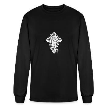 Rose With Thorns On An Elegant Cross - Men's Long Sleeve T-Shirt - black - Front