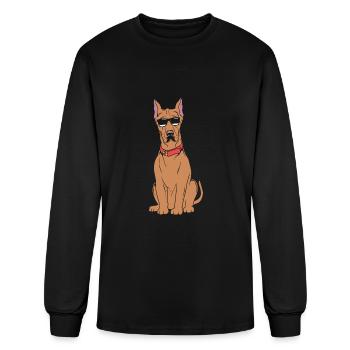 Funny Dog With Glasses Dog Lover Great Dane - Men's Long Sleeve T-Shirt - black - Front