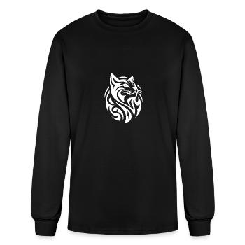 Geometric Tribal Tattoo Cats Head - Men's Long Sleeve T-Shirt - black - Front