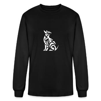 Tribal Tattoo Cats With Powerful Patterns - Men's Long Sleeve T-Shirt - black - Front