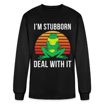 Stubborn Funny Frog - Men's Long Sleeve T-Shirt - black - Front