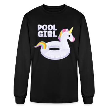 Pool Girl Unicorn Floatie Swimming Pool - Men's Long Sleeve T-Shirt - black - Front