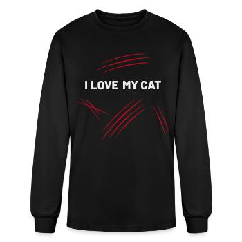 Scratched I Love My Cat Scratches - Men's Long Sleeve T-Shirt - black - Front
