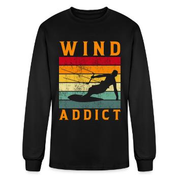 Wind Addict - Kite Surfing Kiteboard Windsurfing - Men's Long Sleeve T-Shirt - black - Front