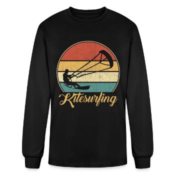 Kitesurfing Kite Surfing Kiteboard Windsurfing - Men's Long Sleeve T-Shirt - black - Front