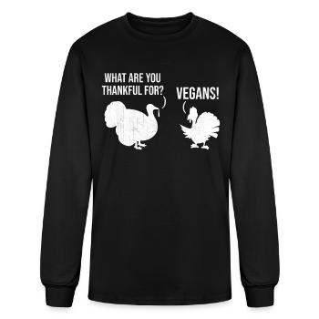 Happy Thanks Vegan - What Are You Thankful For? Ve - Men's Long Sleeve T-Shirt - black - Front