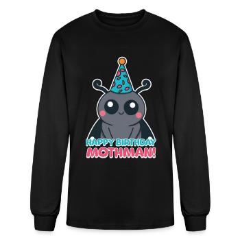 Happy Birthday Mothman! Mothman Birthday Cartoon - Men's Long Sleeve T-Shirt - black - Front