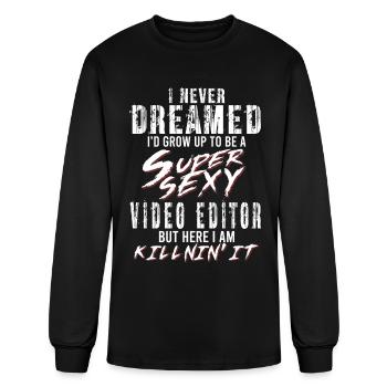 Super Sexy Video Editor Gift Movie Editor - Men's Long Sleeve T-Shirt - black - Front
