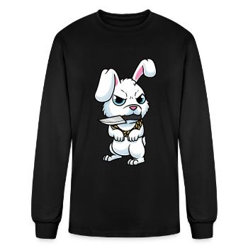 Cute Bunny With Knife White Rabbit - Men's Long Sleeve T-Shirt - black - Front