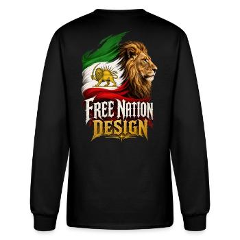 Persian Lion Iran Flag FreeNation Design Tee - Men's Long Sleeve T-Shirt - black - Back