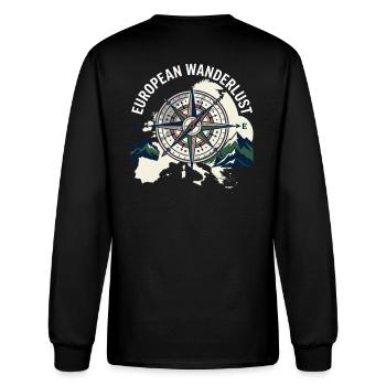 European Wanderlust Compass - Men's Long Sleeve T-Shirt - black - Back