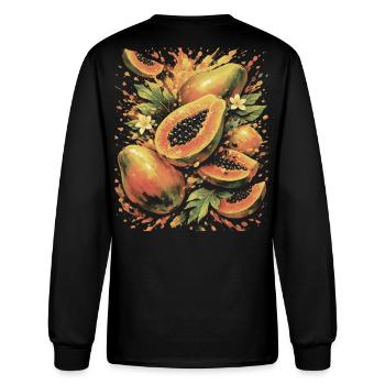 Papaya Tropic Exotic Fruit Splash Art - Men's Long Sleeve T-Shirt - black - Back