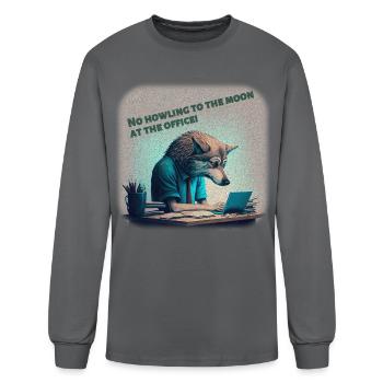 Office Wolf - No Howling To The Moon At The Office - Men's Long Sleeve T-Shirt - charcoal - Front