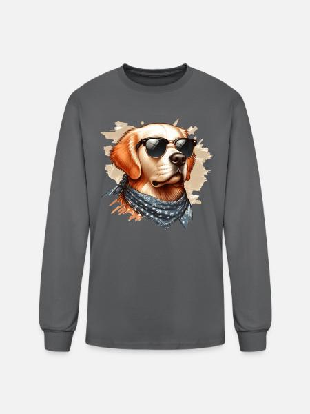 Golden Retriver Art - Men's Long Sleeve T-Shirt - charcoal