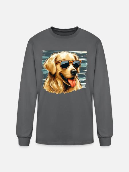 Golden Retriver Art - Men's Long Sleeve T-Shirt - charcoal