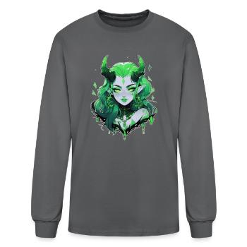 Emerald Demon Girl - Men's Long Sleeve T-Shirt - charcoal - Front