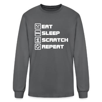 eat sleep scratch dj - Men's Long Sleeve T-Shirt - charcoal - Front