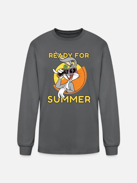 Looney Tunes Bugs Bunny Ready For Summer - Men's Long Sleeve T-Shirt - charcoal