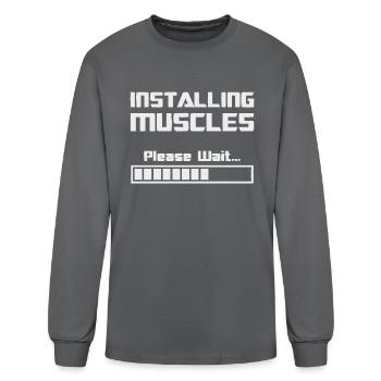 INSTALING MUSCLES - Men's Long Sleeve T-Shirt - charcoal - Front